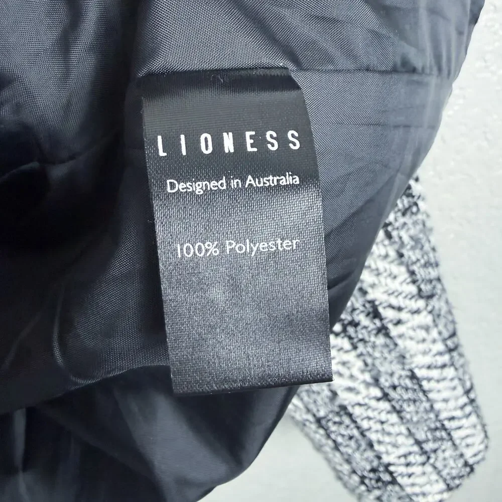 Lioness Catania Blazer Black White Tweed M Gold Preppy Academia Boss Babe